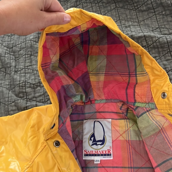 Vtg Yellow Sailmaker Kids Raincoat with Flannel Lining - Picture 3 of 7